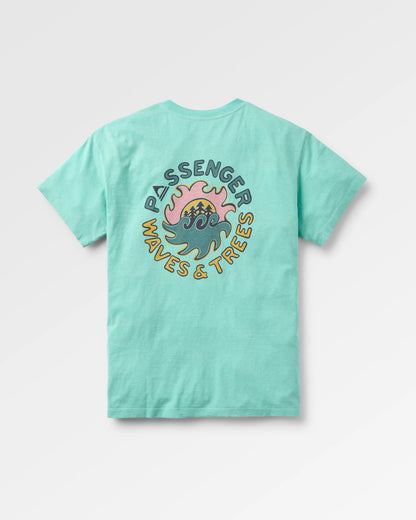 Dune Men's Recycled Cotton T-Shirt - Aqua Marl - Flatlay