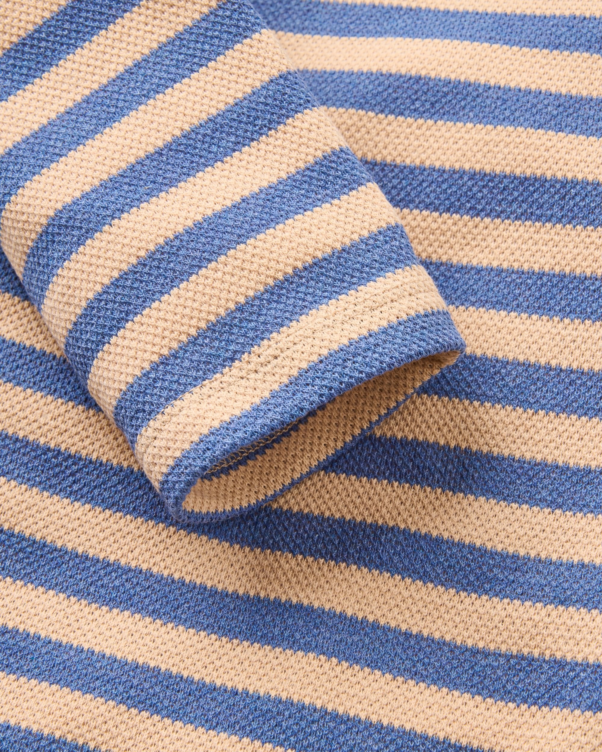 Panorama Striped LS T-Shirt - Faded Denim/Orange Peach Stripe - Flatlay