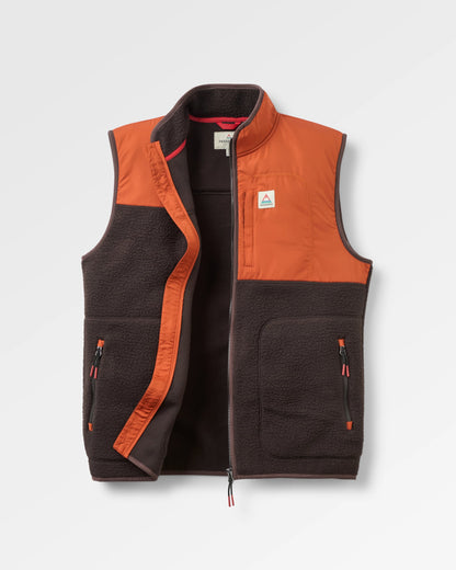 Offgrid Sherpa Fleece Vest - Dark Rust/Espresso - Flatlay