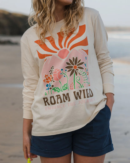 Roam Wild Recycled Cotton Oversized LS T-Shirt - Birch - Lifestyle