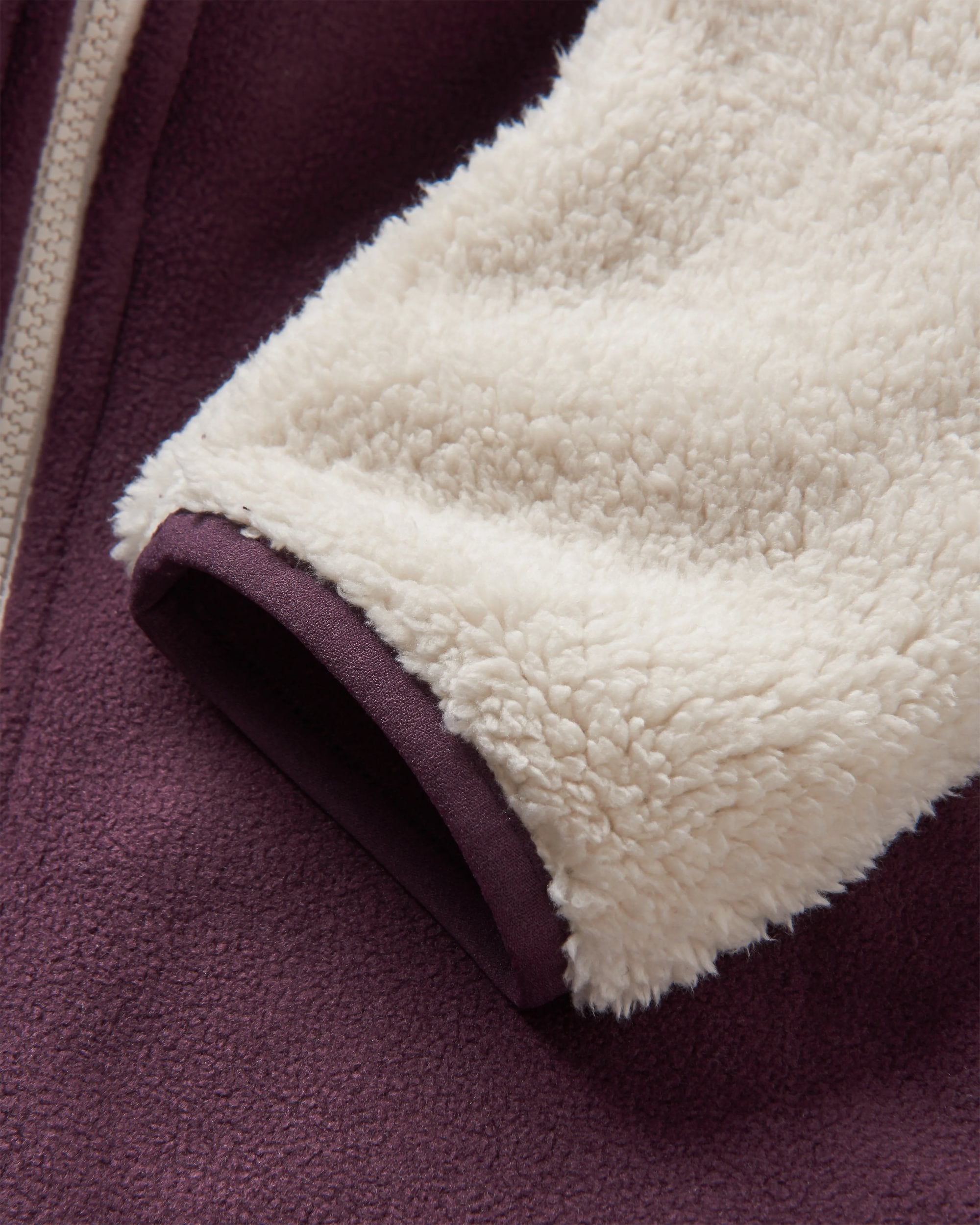 Nestling Recycled Polar-Lined Sherpa Fleece - Deep Plum - Flatlay
