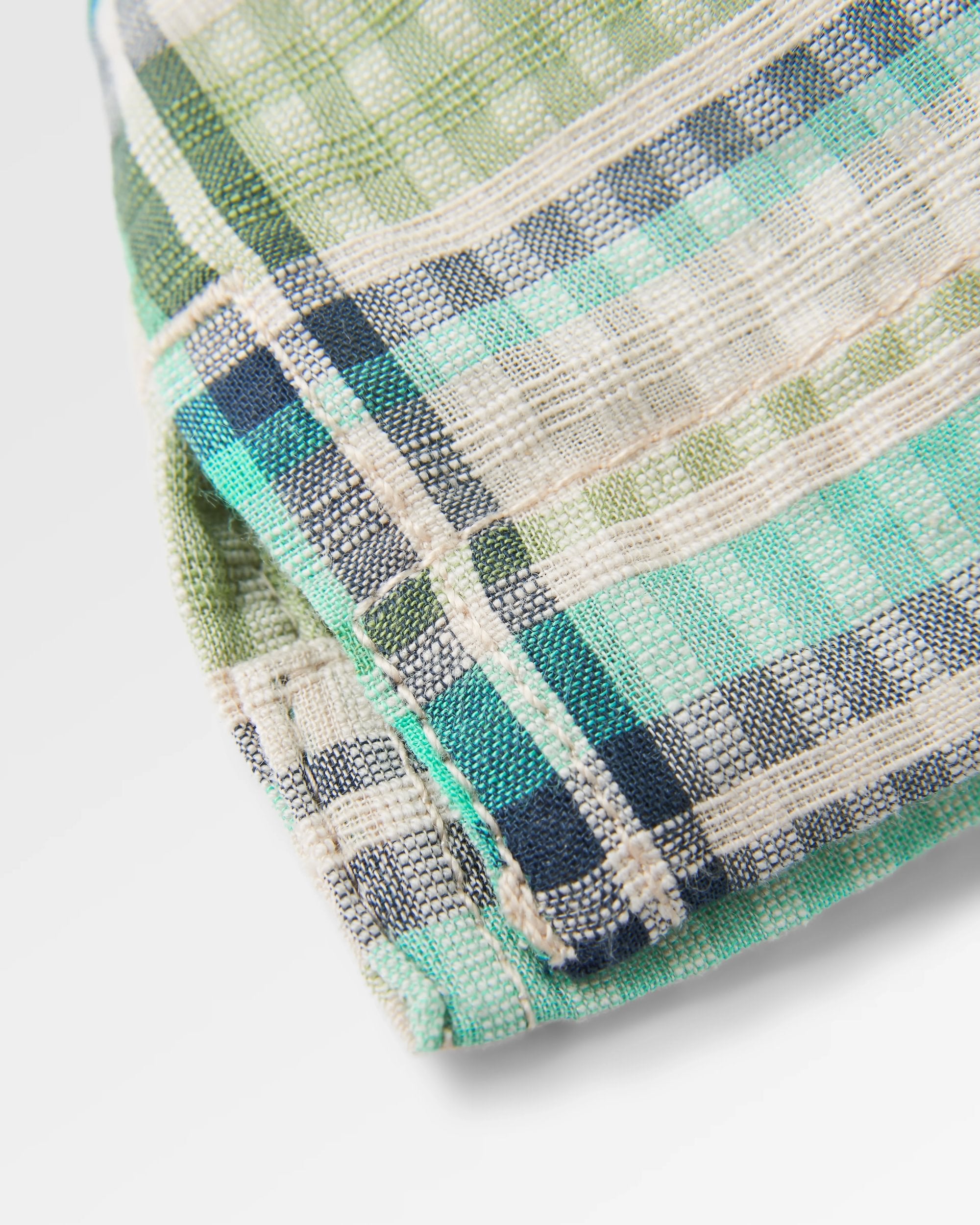 Arden Organic Cotton Short Sleeve Shirt - Vintage White/Stem Green Check - Flatlay