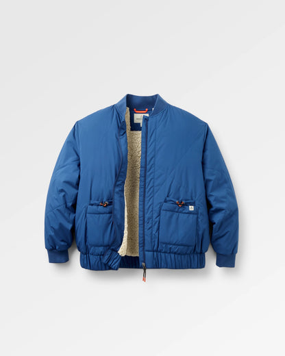 Lucia Sherpa Lined Bomber Jacket - Blue Navy - Flatlay