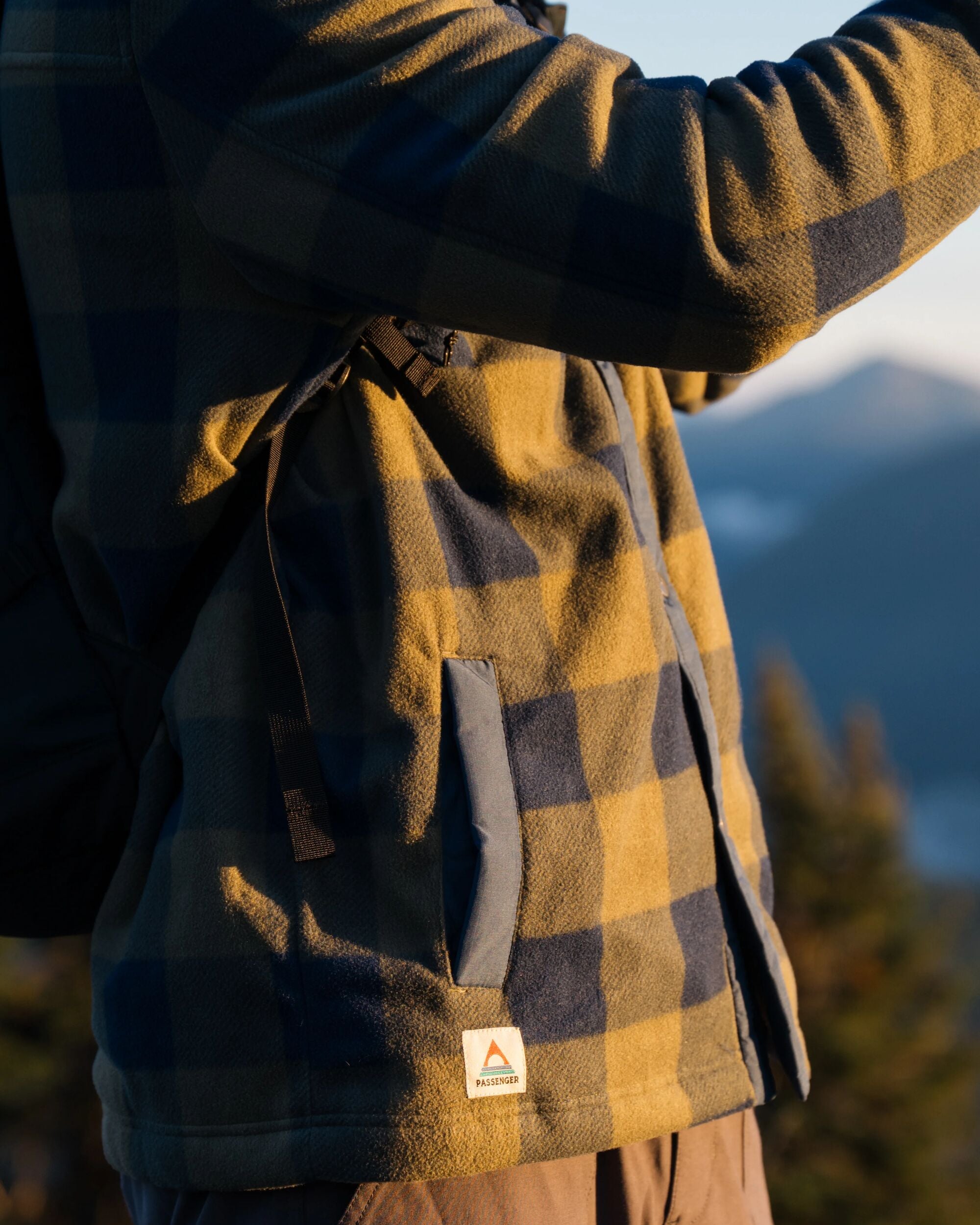 Firelight Sherpa Lined Overshirt - Dusty Olive/Dark Denim Check  - Lifestyle