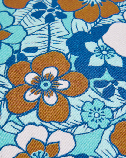 Shaded Organic Bucket Hat - Vintage Floral Aqua - Flatlay