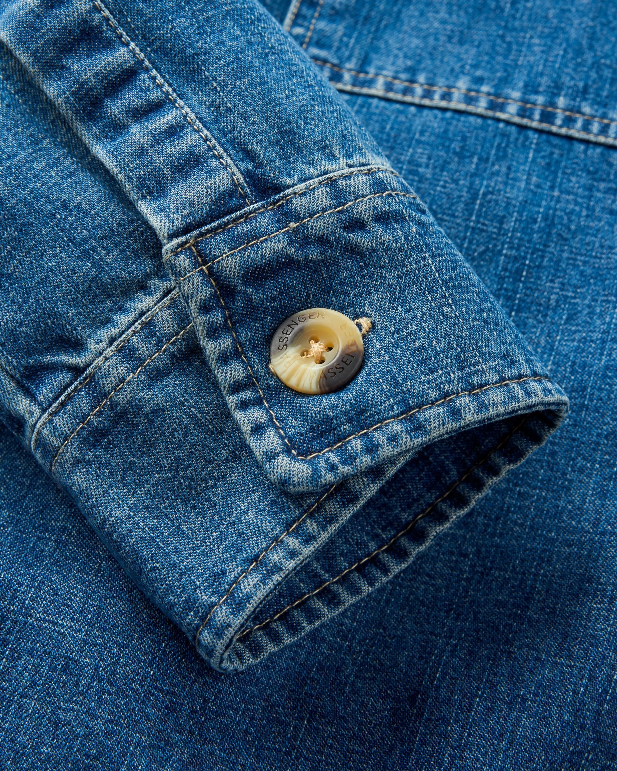 Coral Organic Cotton LS Shirt - Washed Denim - Flatlay