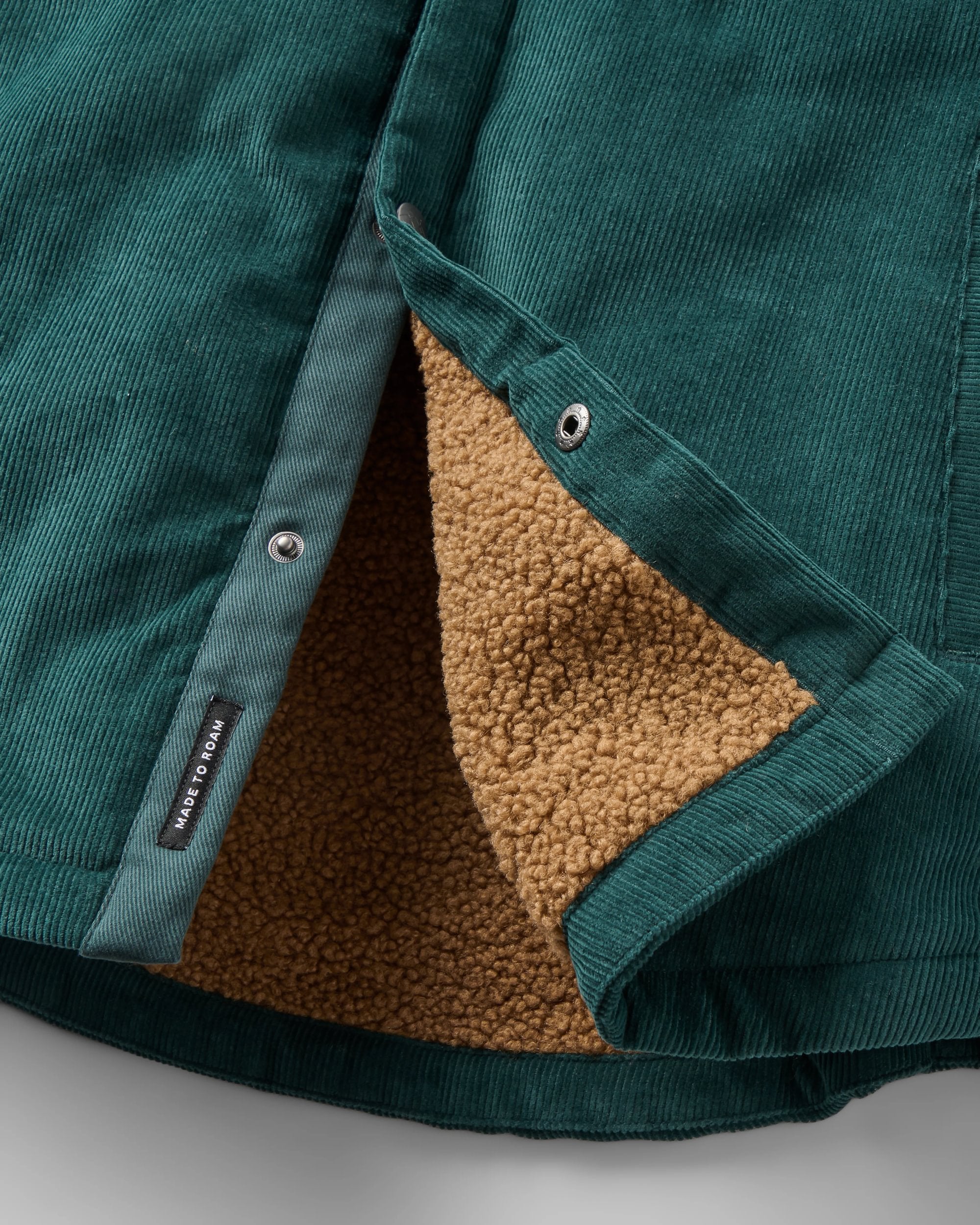 Kodiak Sherpa Lined Cord Overshirt - Dark Fern  - Flatlay