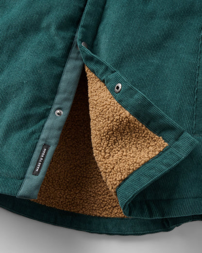 Kodiak Sherpa Lined Cord Overshirt - Dark Fern  - Flatlay