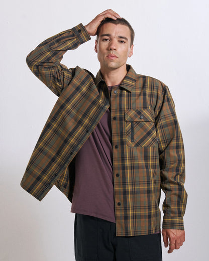 Fogline Overshirt - Toffee/Dusty Olive Check - Studio Model