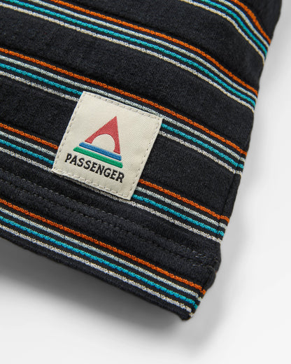 Retro Vibes Organic Cotton T-Shirt - Black Multi Stripe - Flatlay