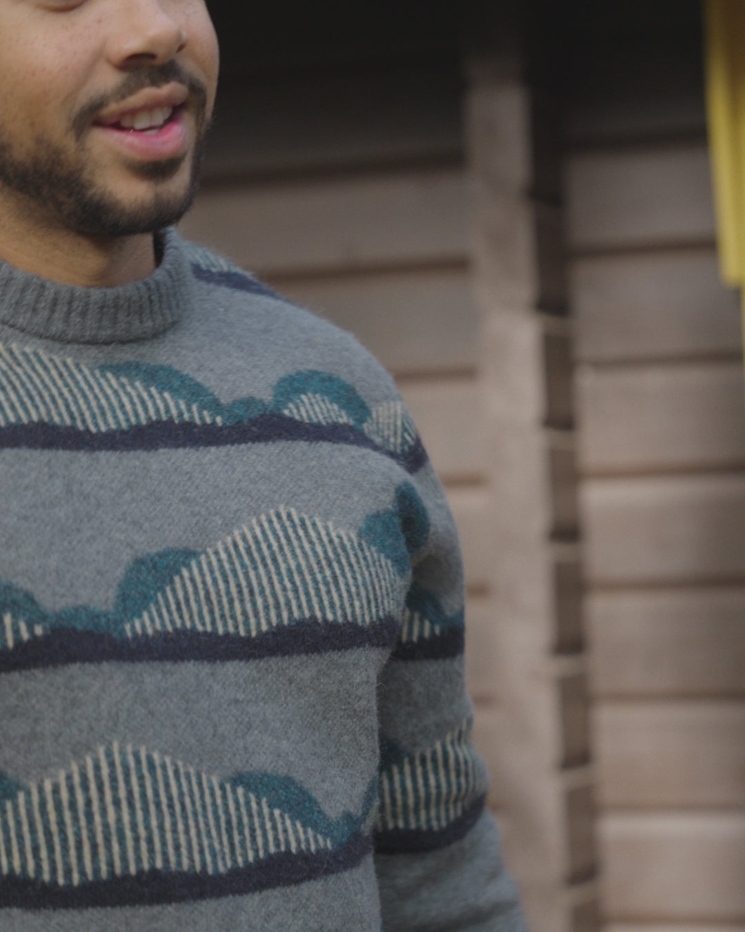 Seafoam Patterned Knitted Jumper - Scenic Stripe Blue - 