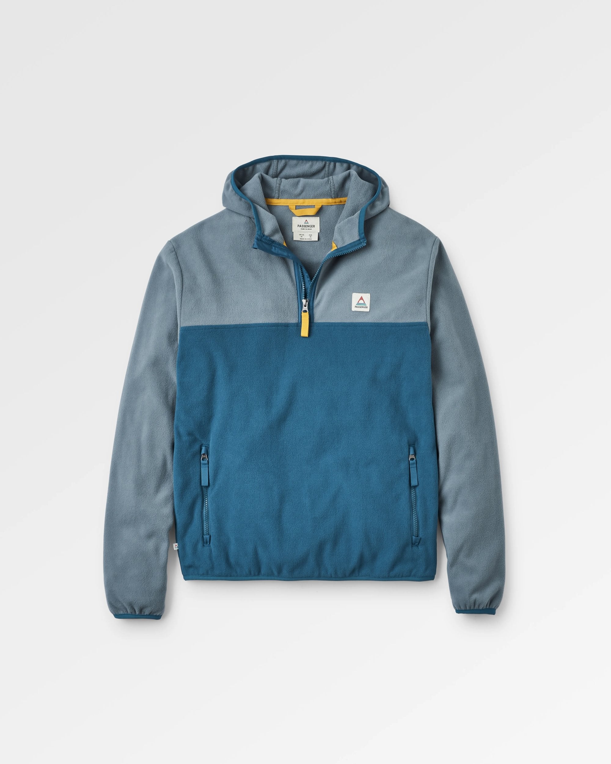 Set Off Recycled Polar Hooded Fleece - Tidal Blue/Storm Grey  - Flatlay