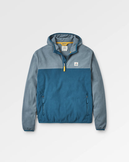 Set Off Recycled Polar Hooded Fleece - Tidal Blue/Storm Grey  - Flatlay