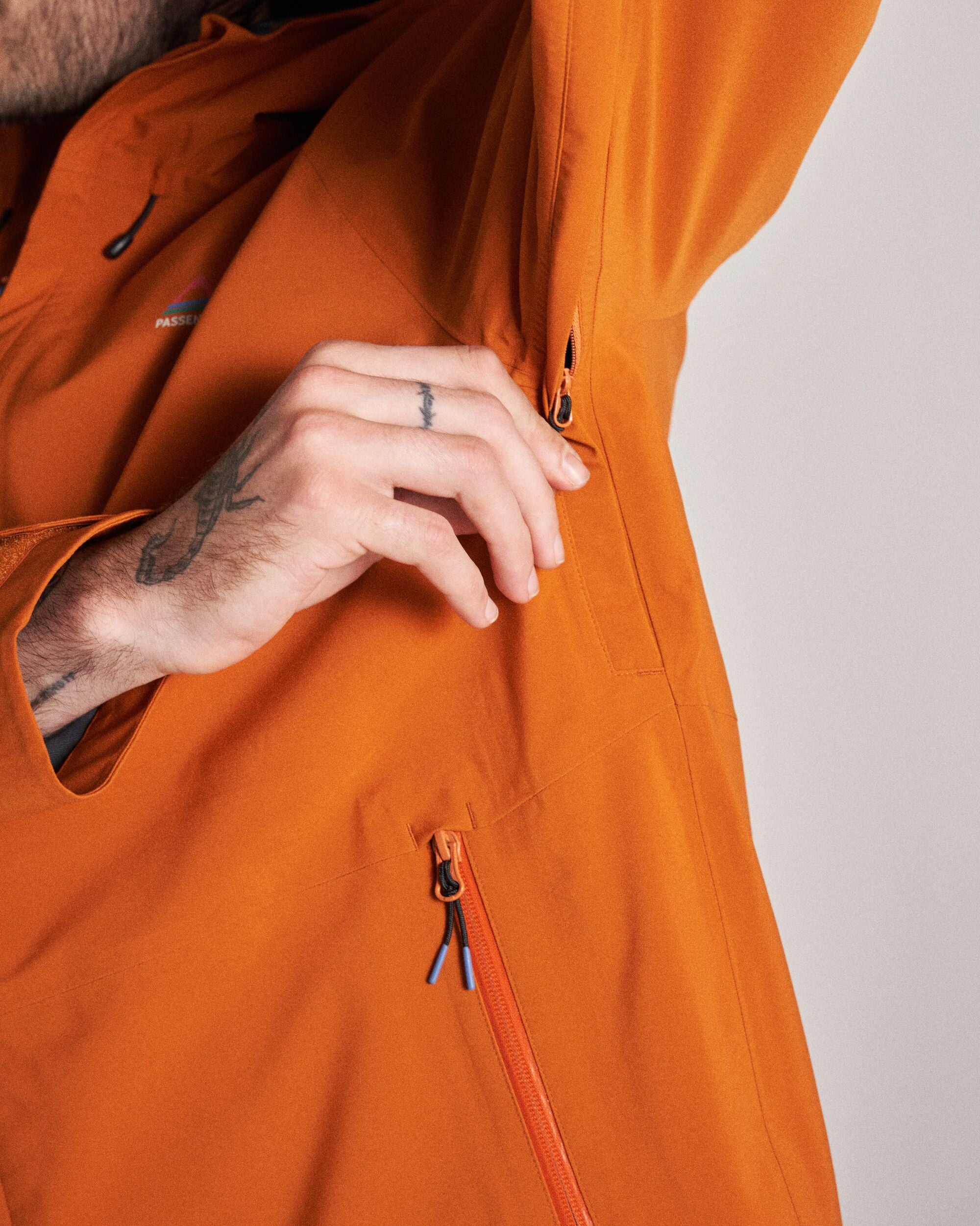 Five Season Recycled Waterproof Jacket - Sunset Orange - Studio Model