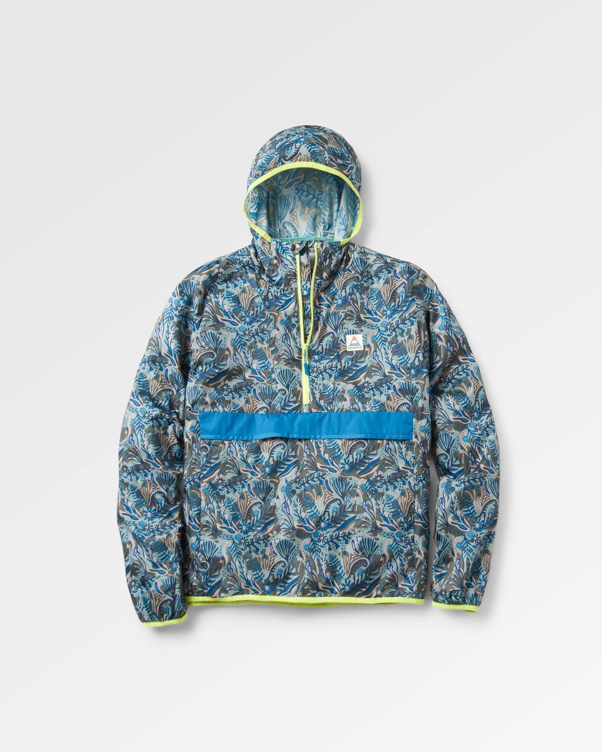 Gusto Recycled Windshell Anorak - Abstract Seaweed Pistachio - Flatlay