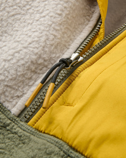 Home Recycled Sherpa Fleece - Vintage White/Dusty Olive - Flatlay