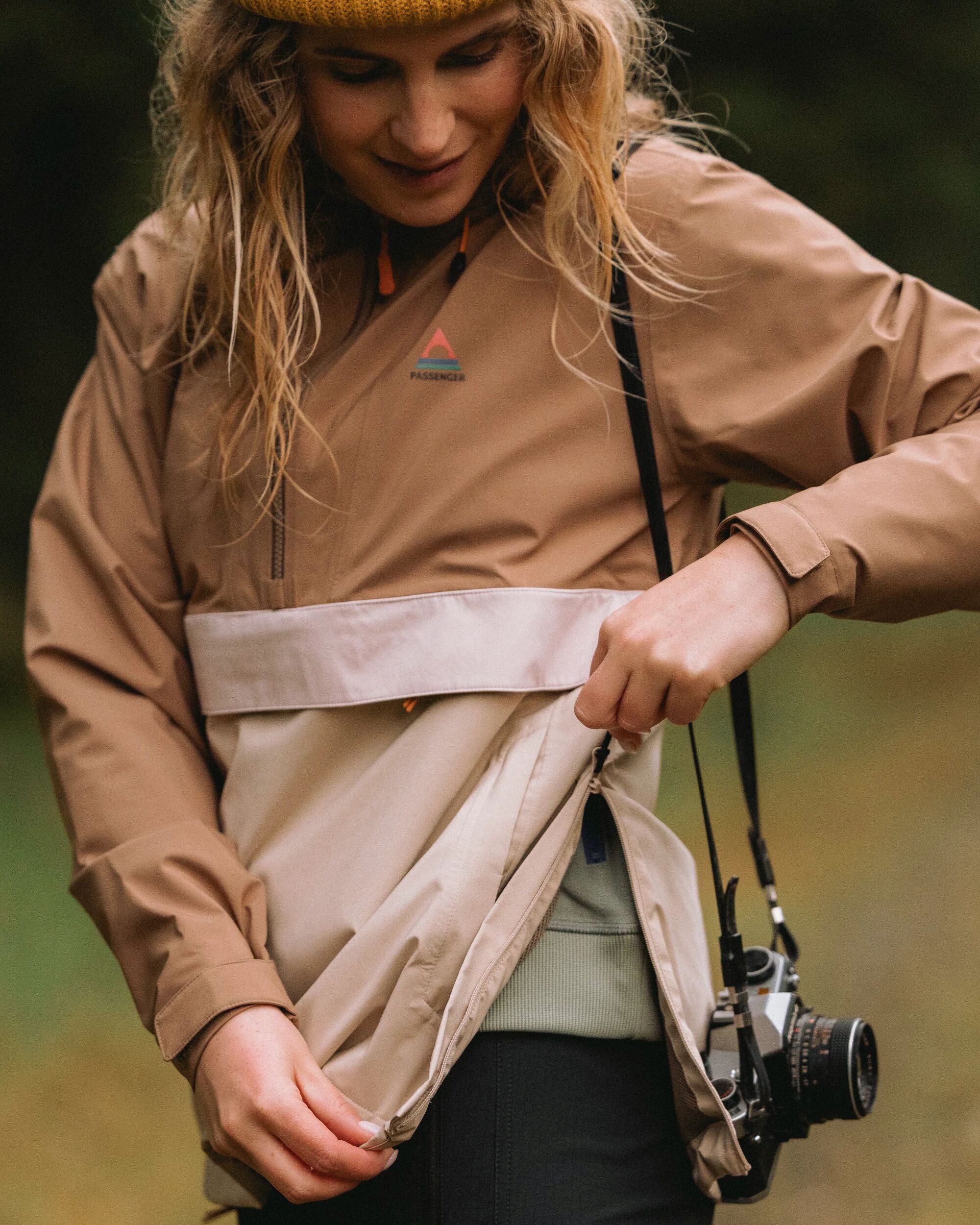 Skyline Recycled Waterproof Anorak - Caramel/Stone - Lifestyle