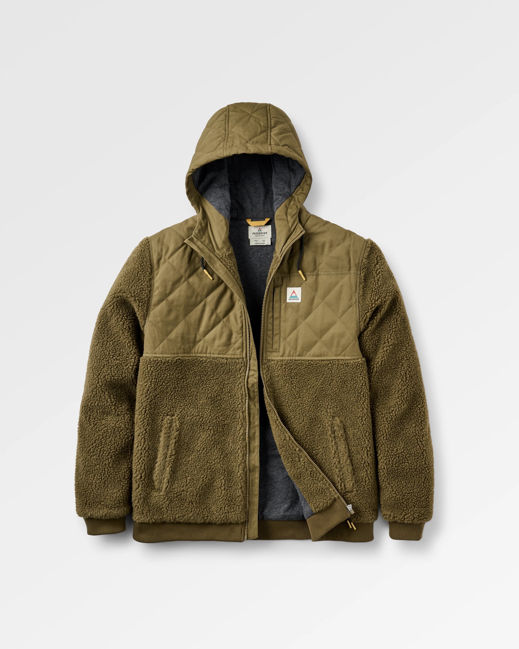 Adventure Recycled Deep-Pile Sherpa Fleece - Dark Olive - Flatlay