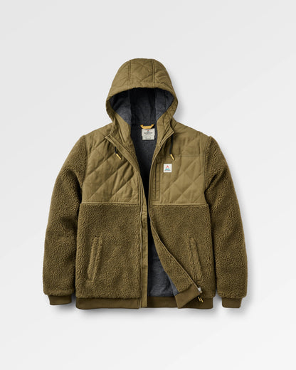 Adventure Recycled Deep-Pile Sherpa Fleece - Dark Olive - Flatlay