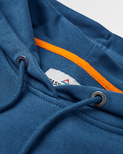 Roamer Patch Relaxed Fit Hoodie - Dark Denim - Flatlay