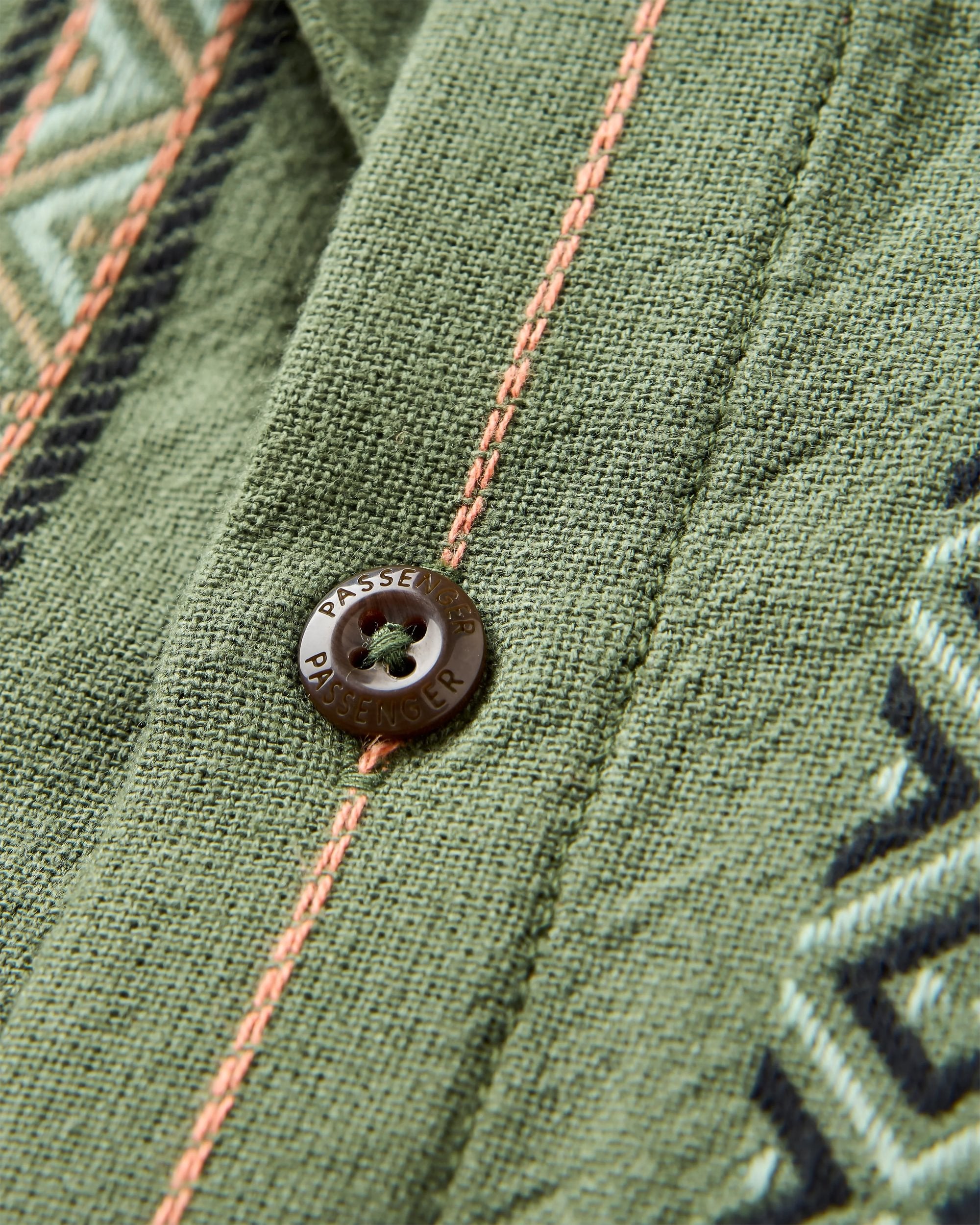 Chill Textured Short Sleeve Shirt - Wild Green Stripe - Flatlay