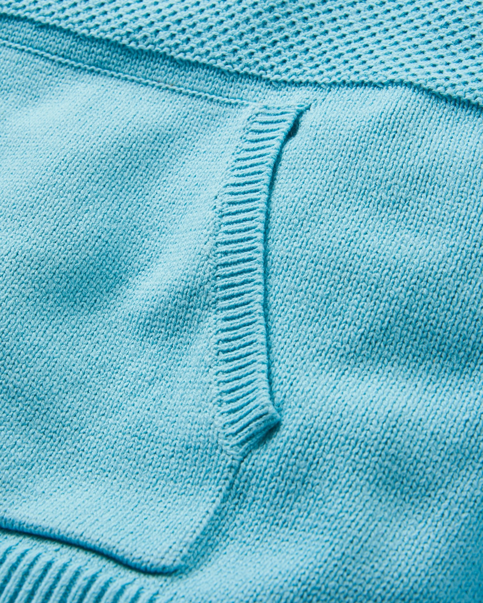 Cove Organic Cotton Knitted Hoodie - Retro Blue  - Flatlay