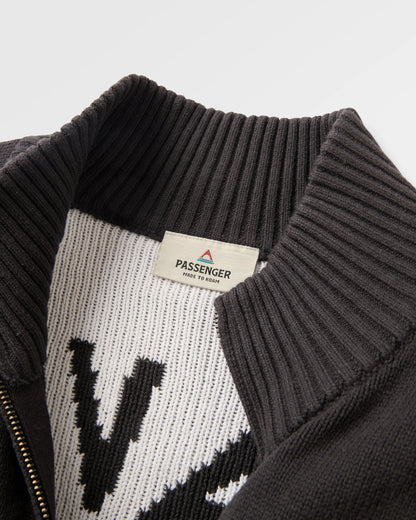 Penida Full-Zip Knitted Jacket - Faded Black - Flatlay