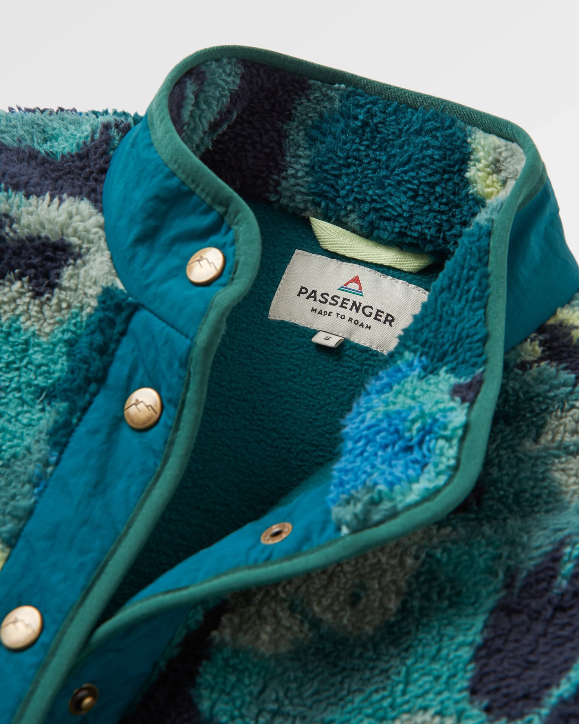 Navegado Recycled Soft-Touch Sherpa Fleece - Alpine Camo Rain Forest - Flatlay