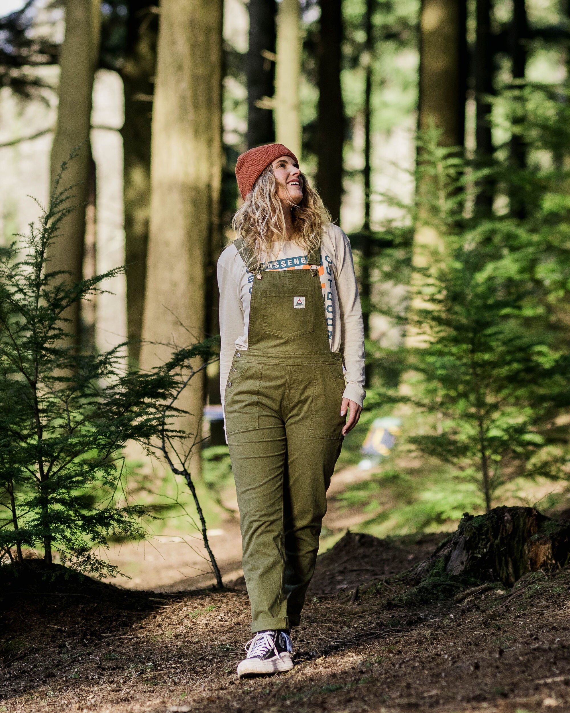 Roamist Organic Cotton Dungarees - Khaki - Lifestyle