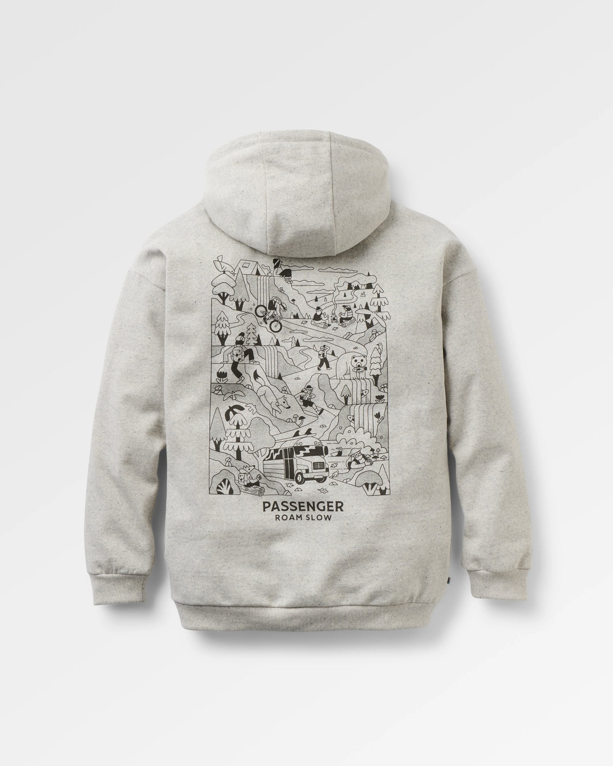 Roam Slow Women's Organic Cotton Hoodie - Light Grey Marl - Flatlay