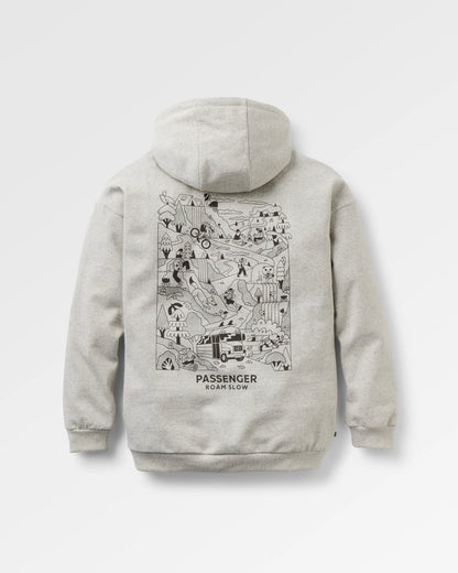 Roam Slow Women's Organic Cotton Hoodie - Light Grey Marl - Flatlay