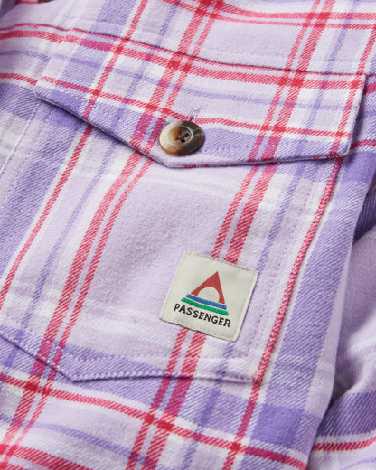 Stella Organic Cotton LS Shirt - Retro Purple Check - Flatlay