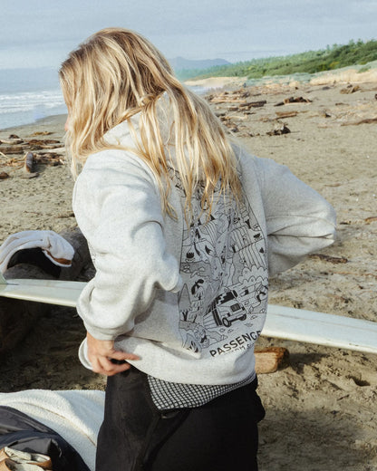 Roam Slow Women's Organic Cotton Hoodie - Light Grey Marl - Lifestyle