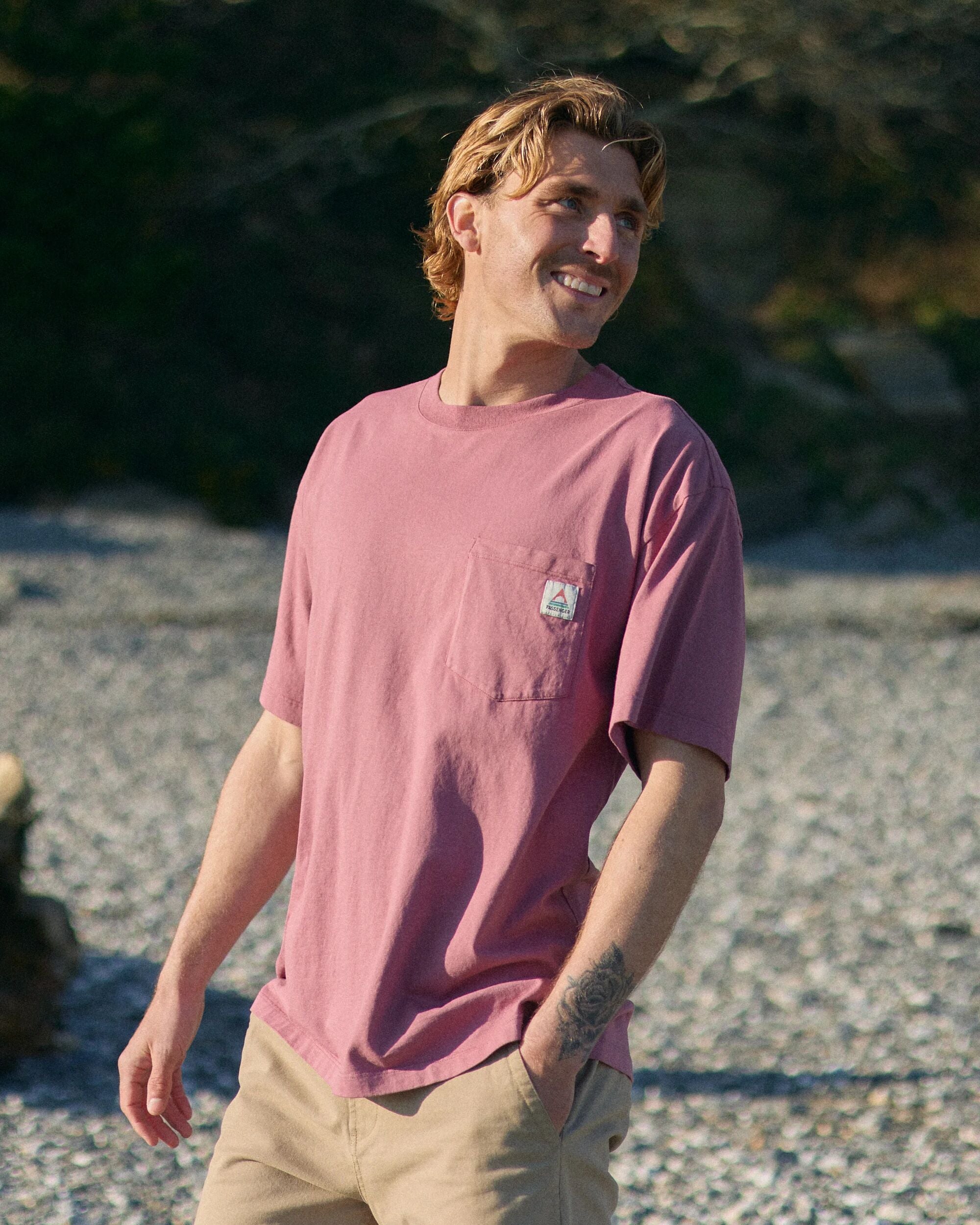 Heritage Organic Relaxed Fit T-Shirt - Mauve Dusk - Lifestyle