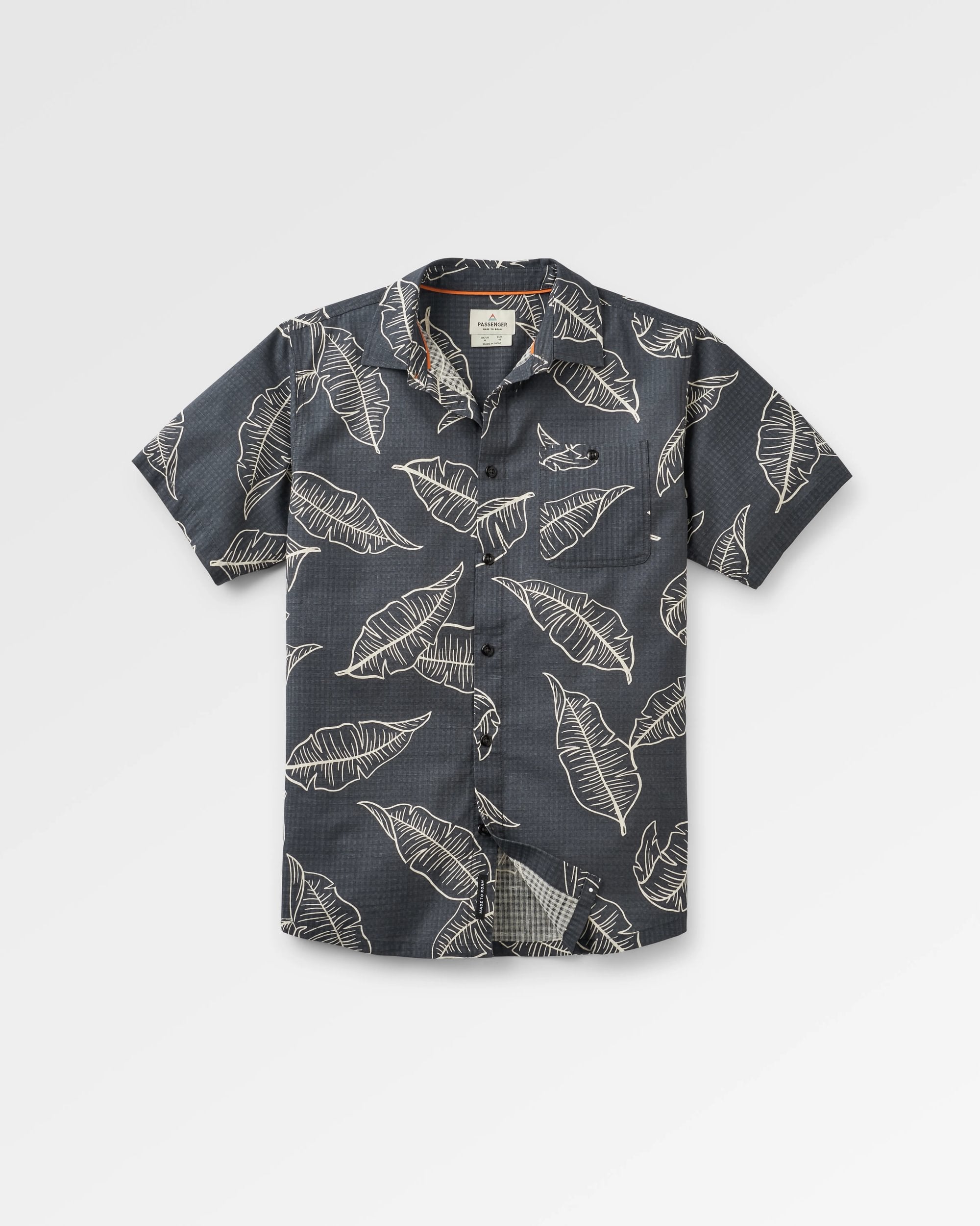 Chill Textured Organic Cotton Short Sleeve Shirt - Palm Faded Black  - Flatlay