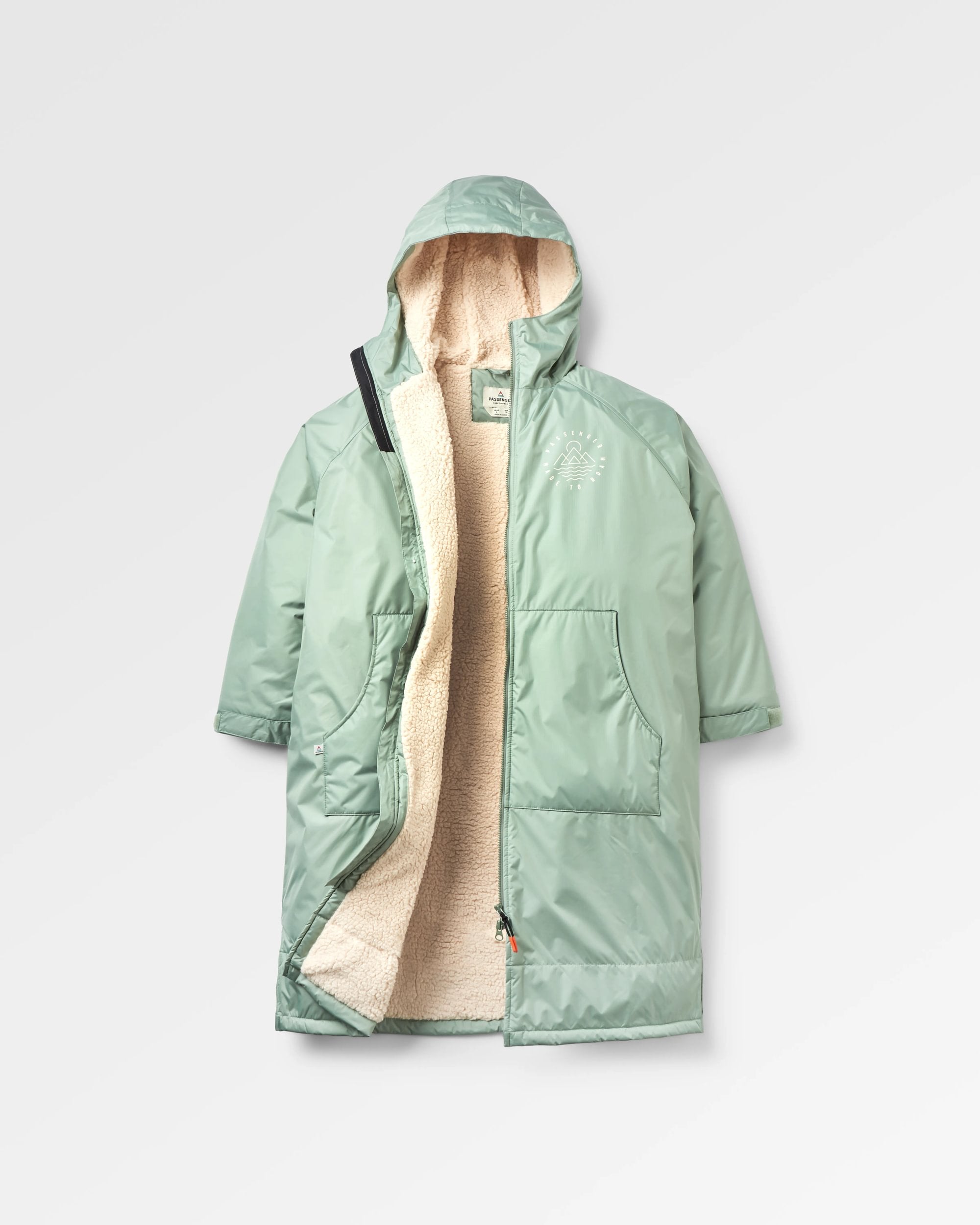 Escapism Recycled Sherpa Lined Changing Robe - Pistachio - Flatlay