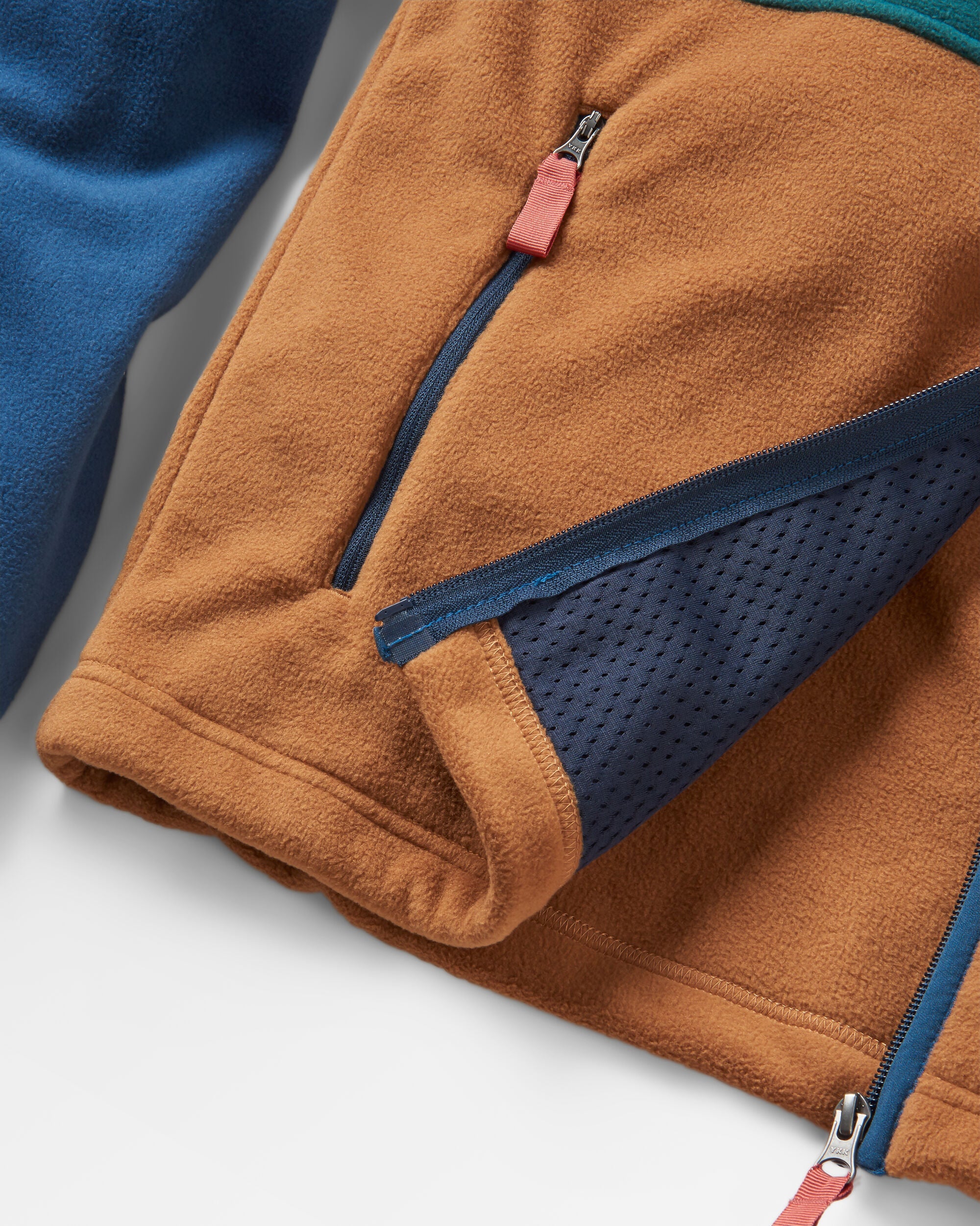 Ridge Full Zip Recycled Polar Fleece - Dark Denim/Toffee - Flatlay
