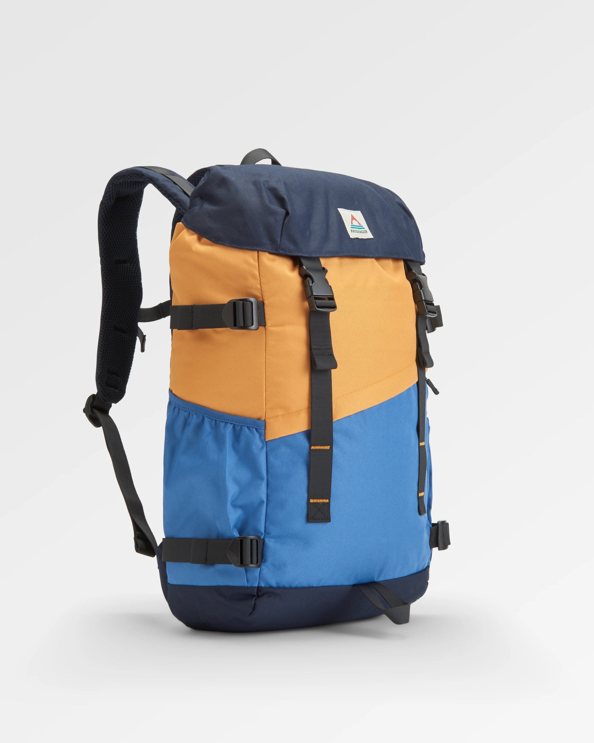 Boondocker Recycled 26L Backpack - Honey/Dark Denim/Rich Navy - Flatlay