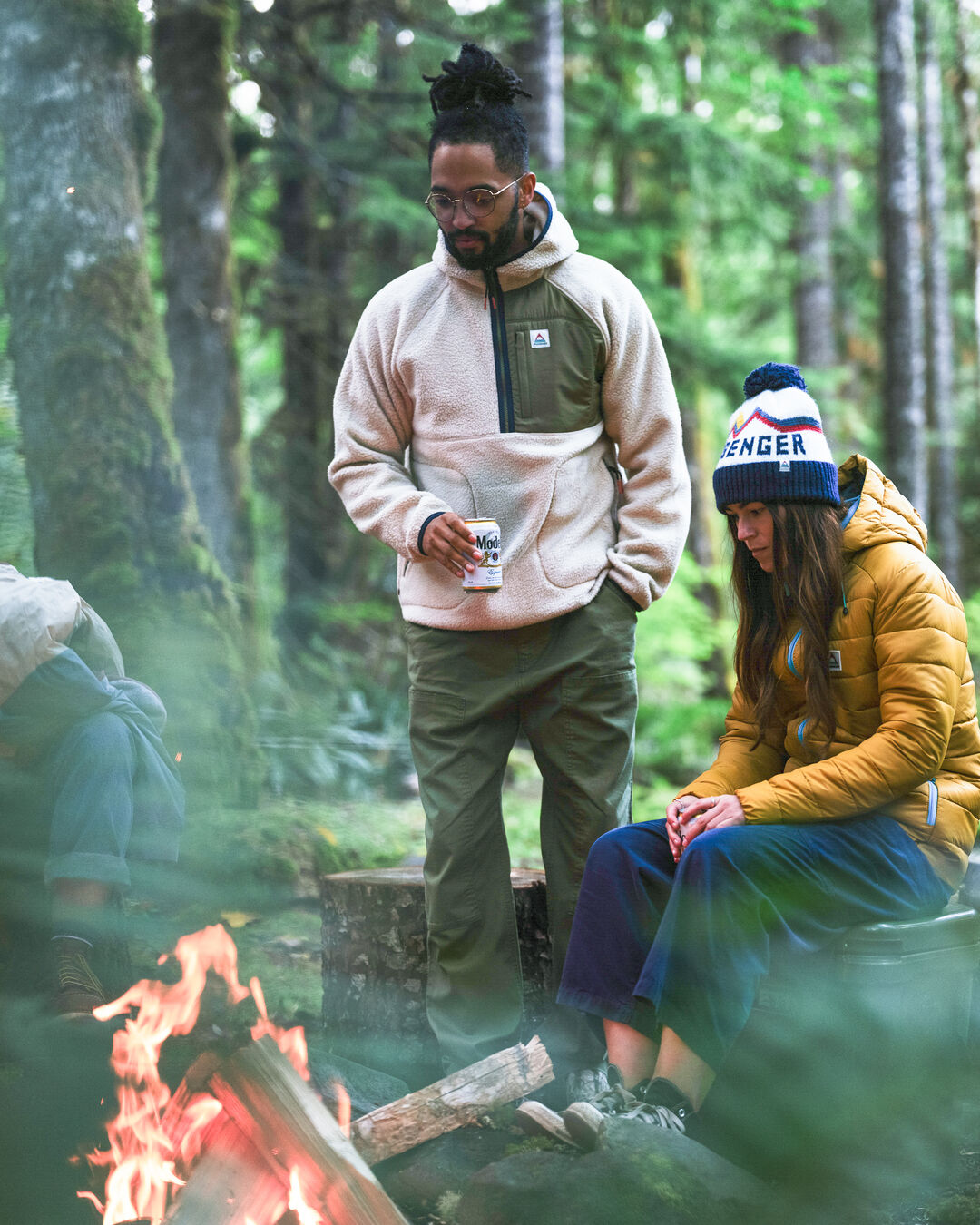 Ventura 1/2 Zip Recycled Sherpa Fleece - Oatmeal/Khaki - Lifestyle