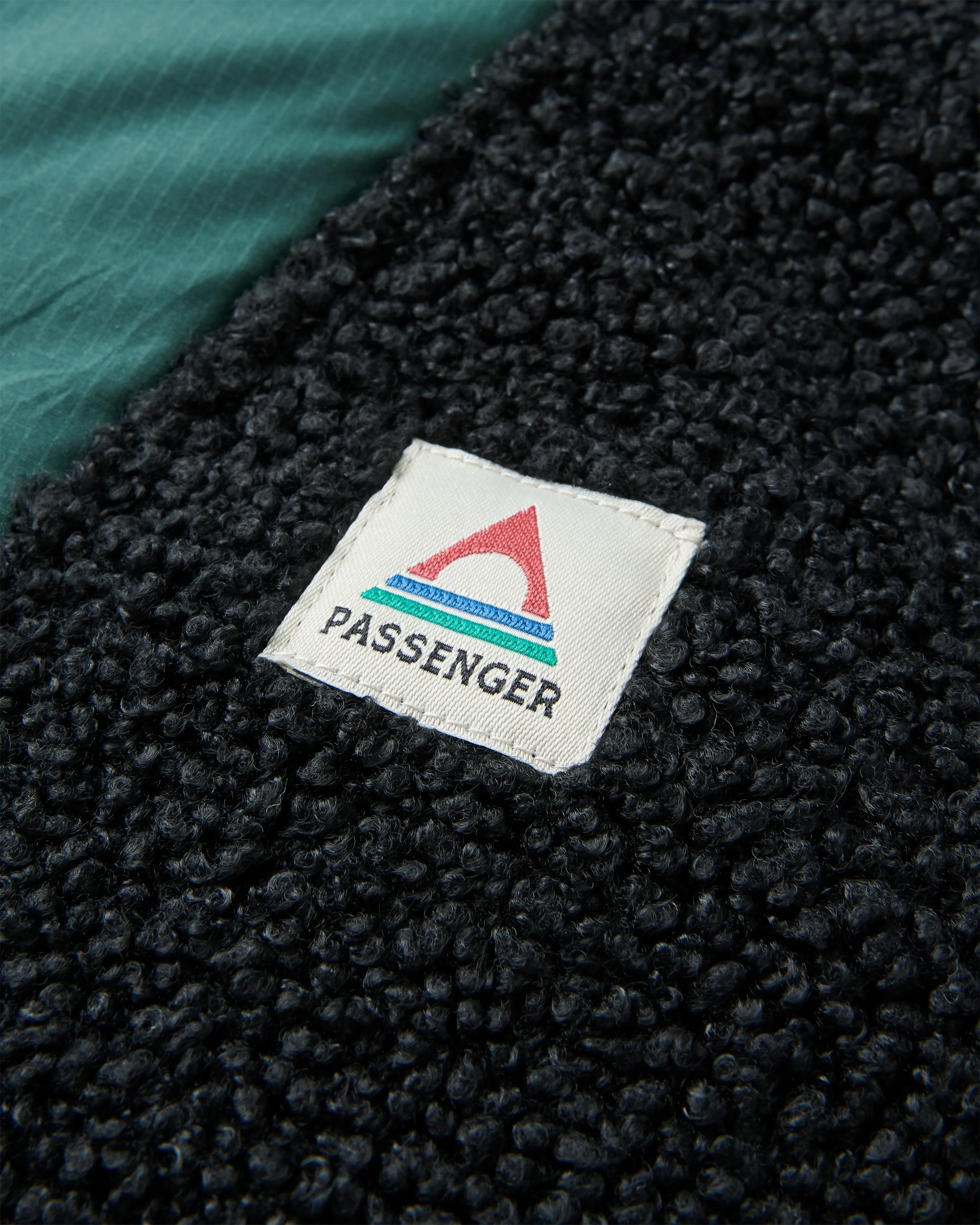 Woodland Recycled Polar-lined Sherpa Fleece - Black/ Dark Forest - Flatlay