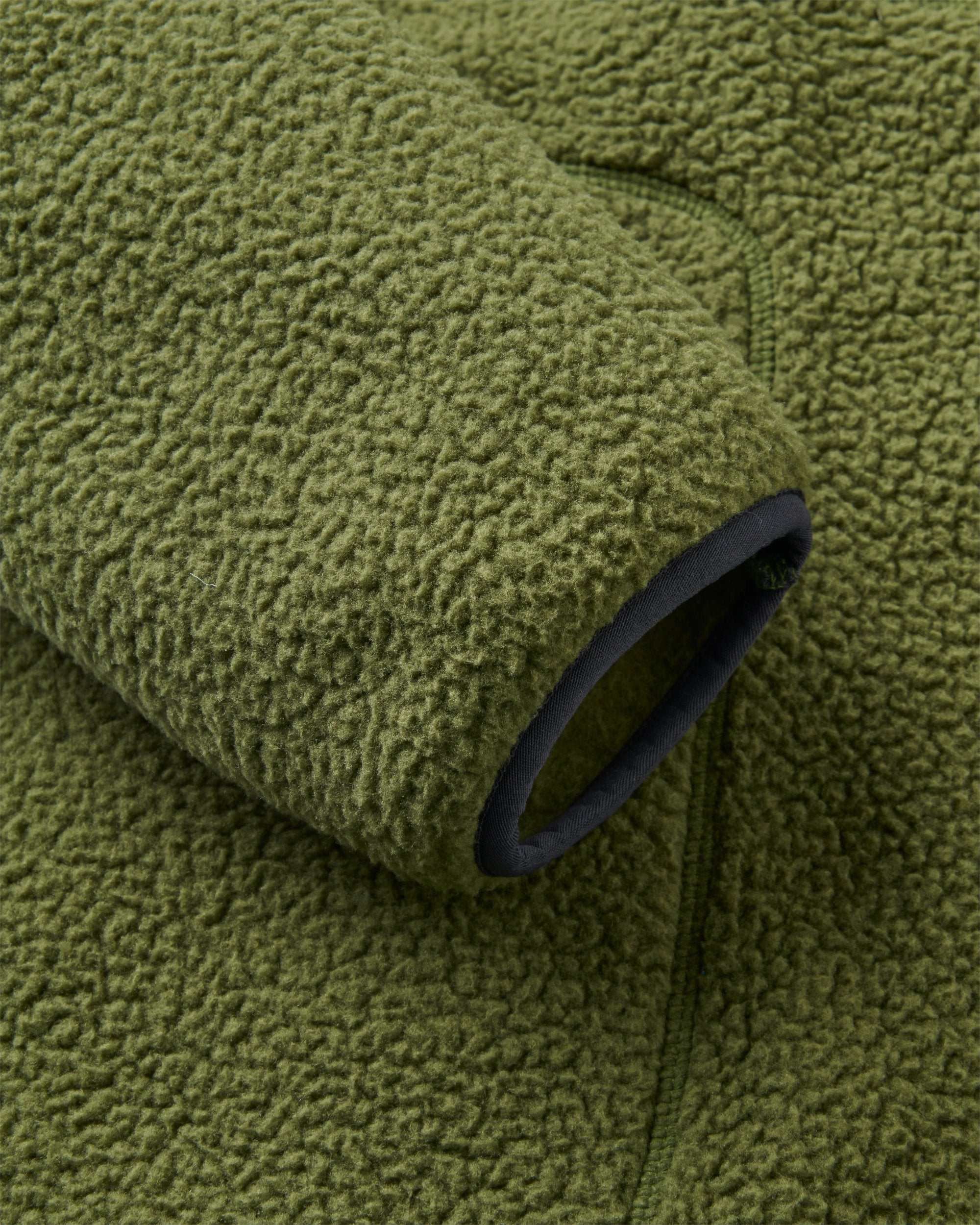Offgrid Full Zip Hooded Sherpa Fleece - Khaki - Flatlay
