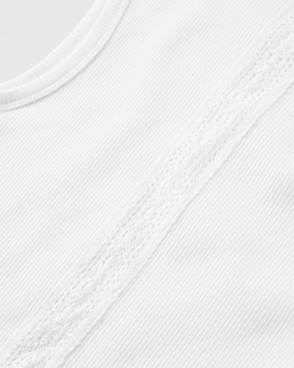 Atmos Ribbed Tank Vest - White - Flatlay