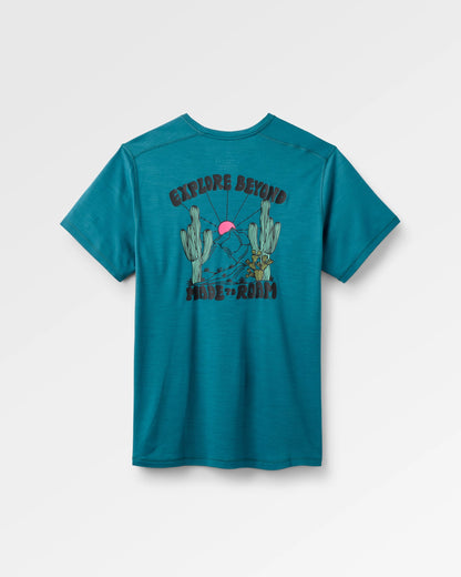 Camp Lost Lightweight Merino T-Shirt - Mediterranean - Flatlay