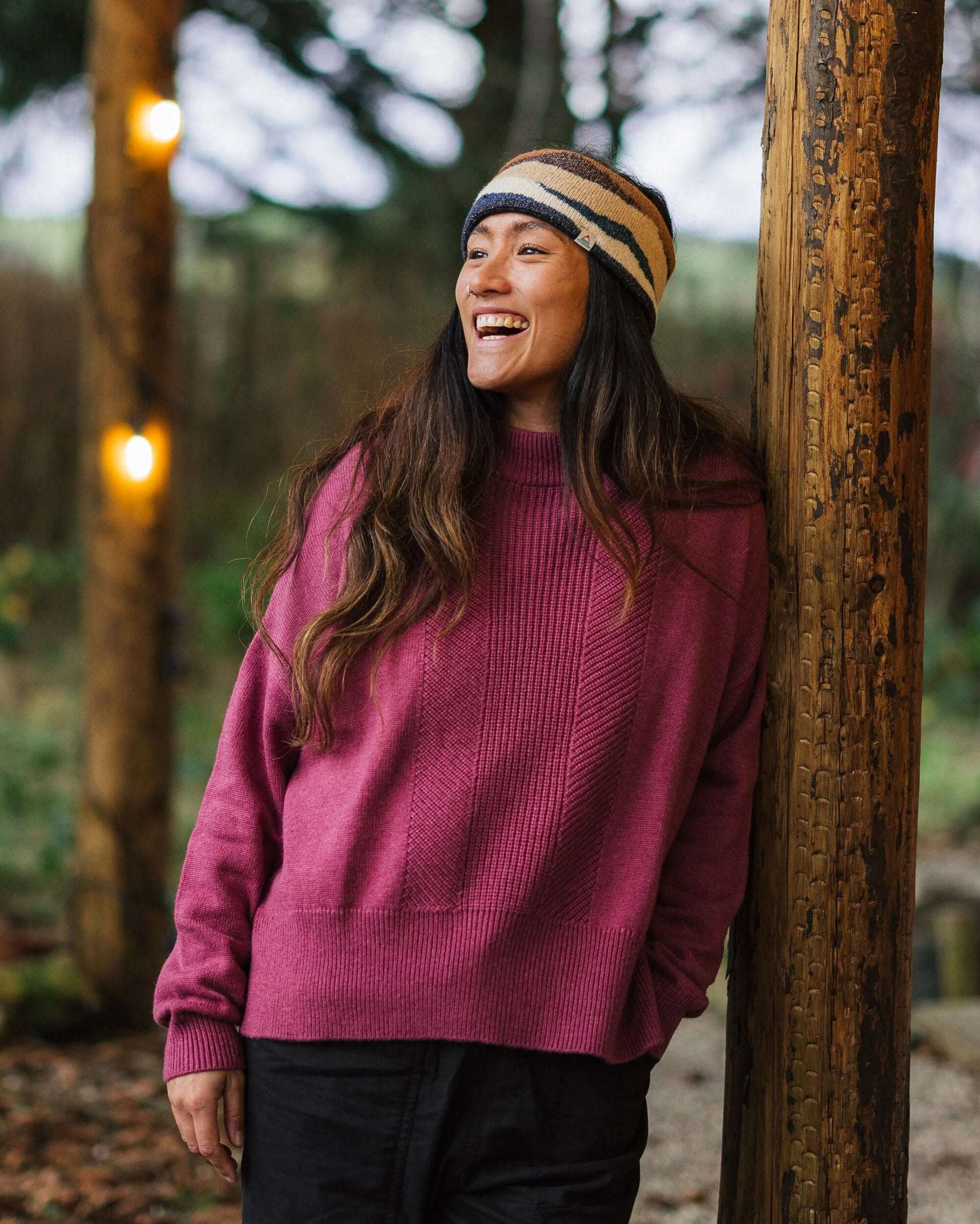 Hideout Oversized Recycled Knitted Jumper - Rhubarb