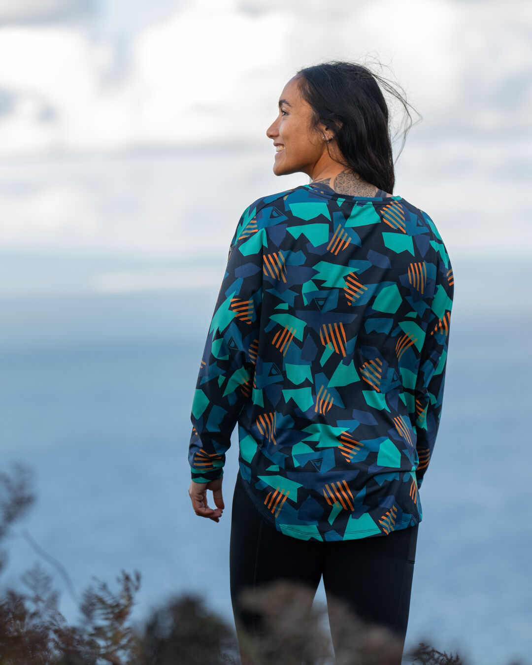 Hatha Recycled Active Top - Deep Navy Camo - Lifestyle