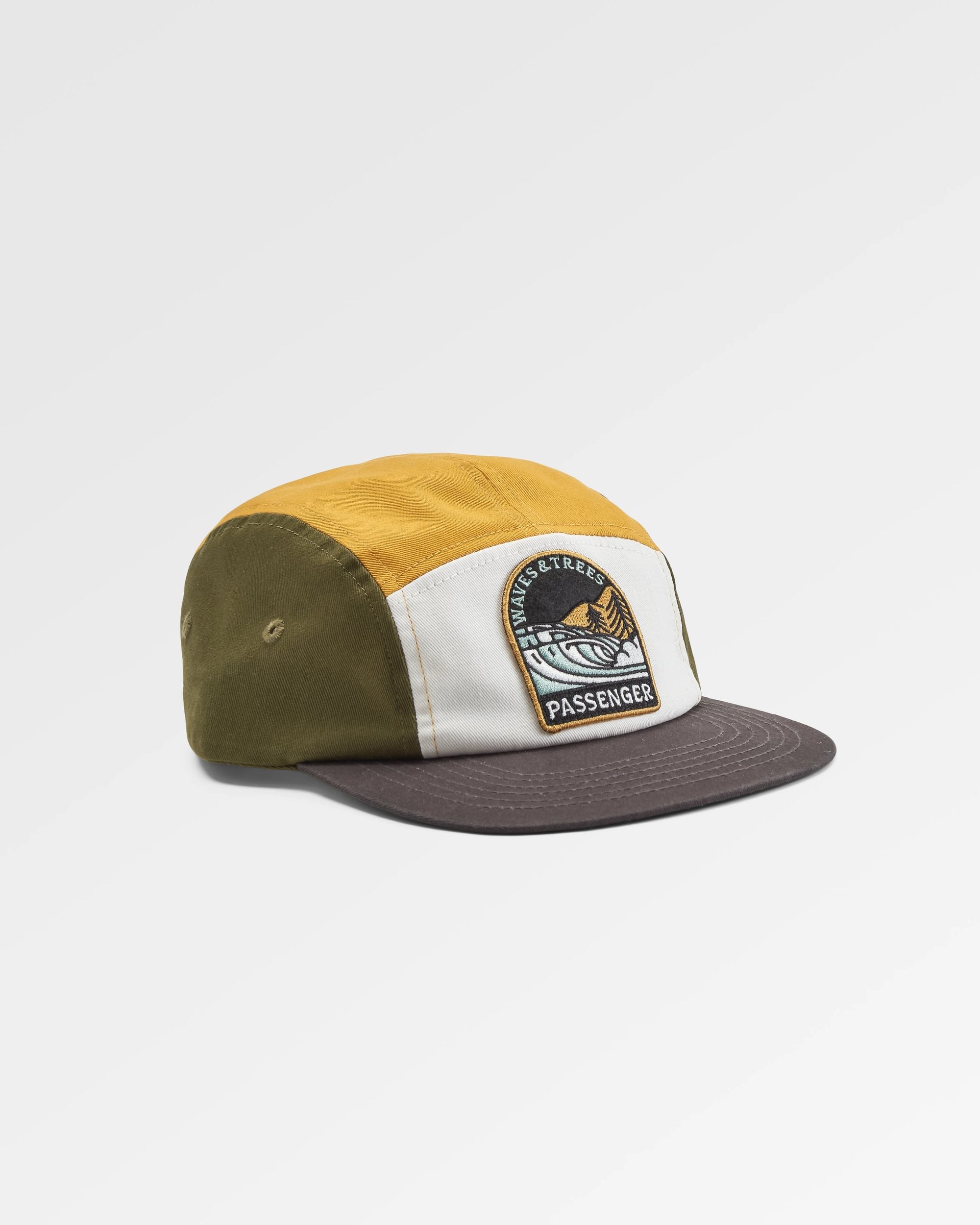 Waves & Trees Recycled 5 Panel Cap - Khaki - Flatlay
