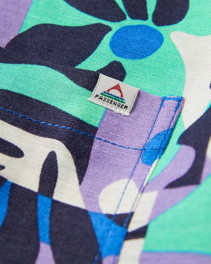 Arden Linen Short Sleeve Shirt - Mountain Foliage Purple - Flatlay