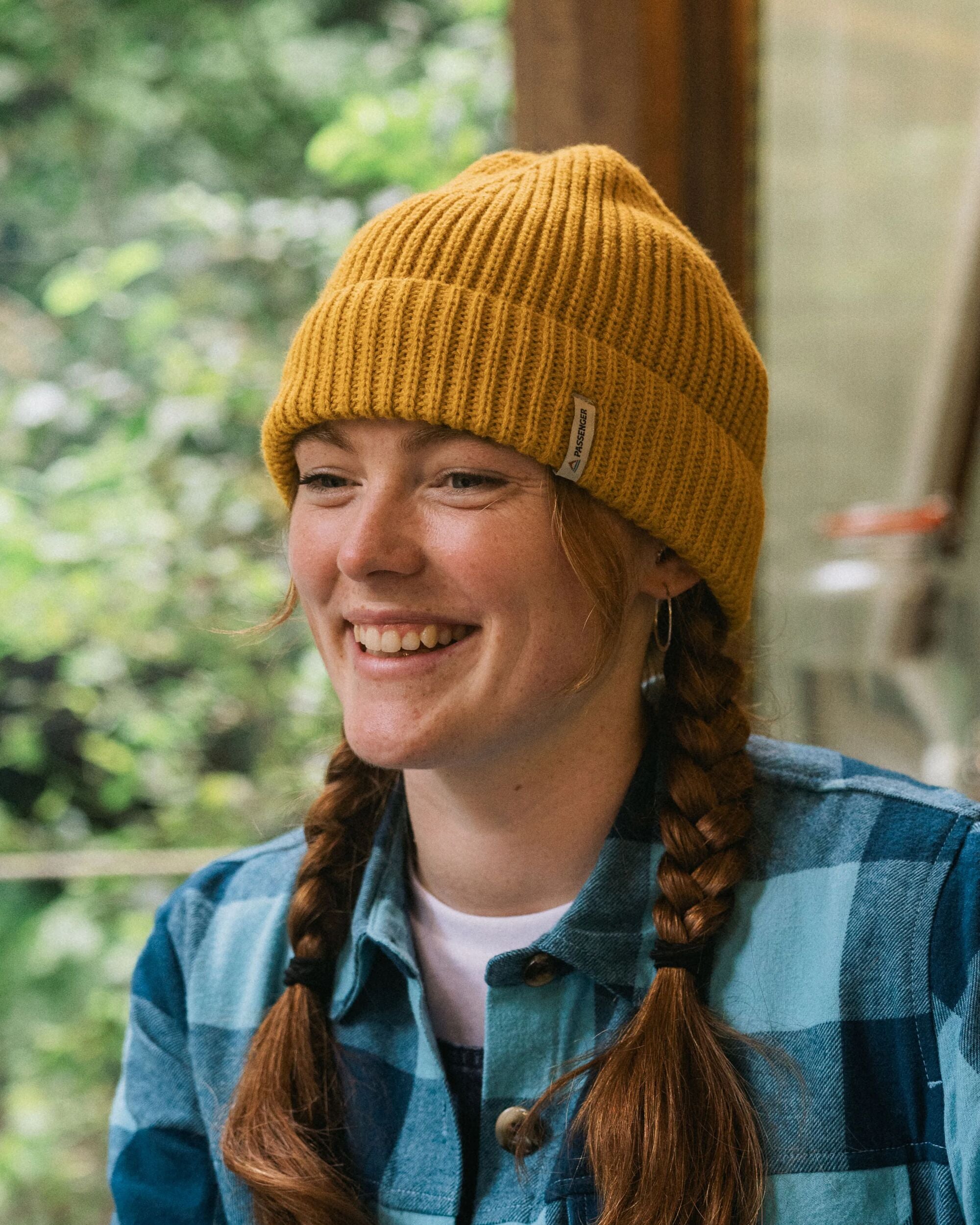 Compass Recycled Beanie - Mustard Yellow - Lifestyle - Female