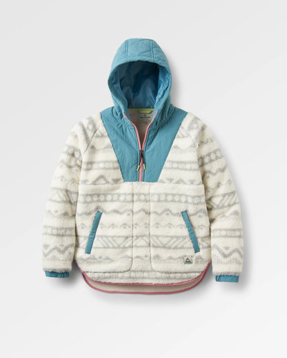 Beaumont Recycled Sherpa Hooded Fleece - Mountain Geo Vintage White