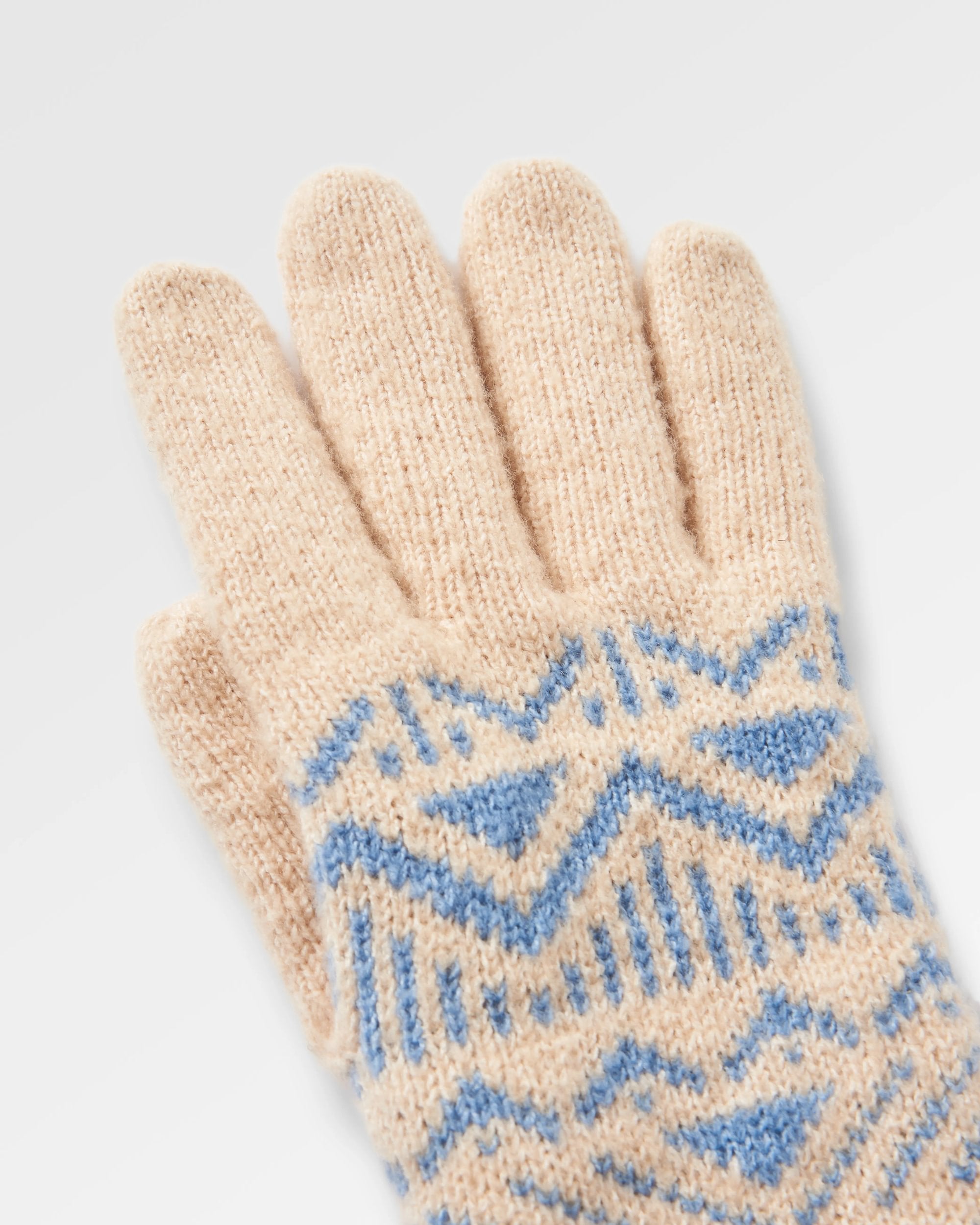 Nurture Recycled Knitted Gloves - Faded Denim/Stone - Flatlay